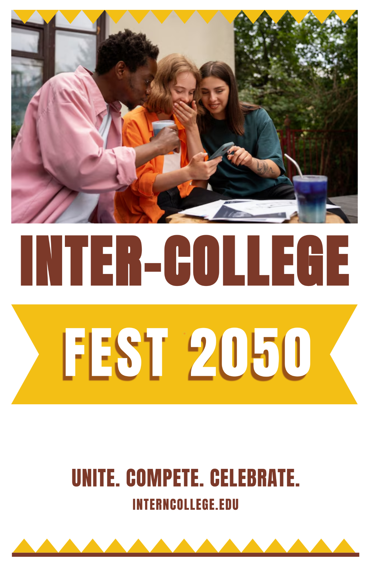 Free Brown Inter-College Poster Template