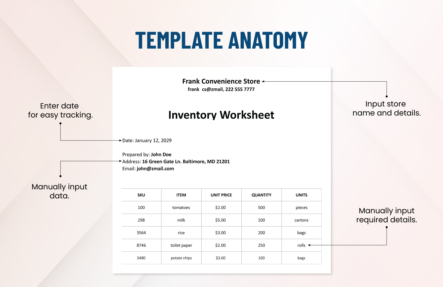 Inventory Worksheet Template