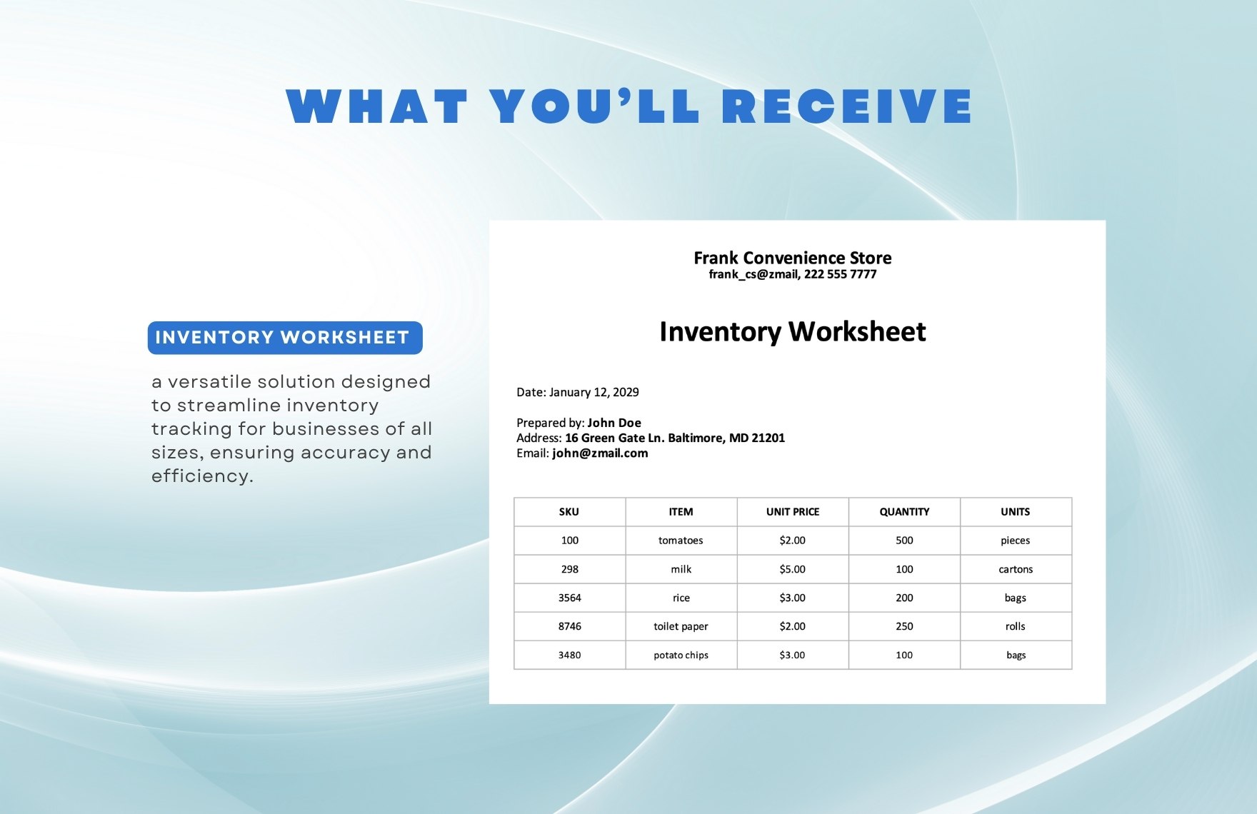 Inventory Worksheet Template in Word, Excel - Download | Template.net