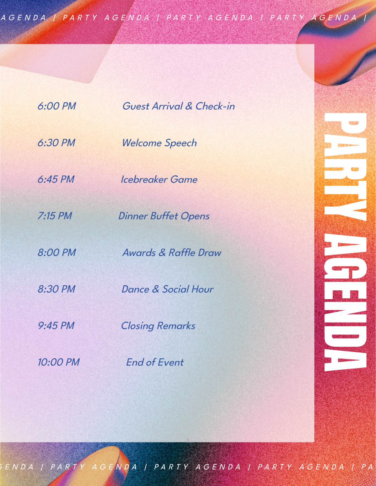Party Agenda Template