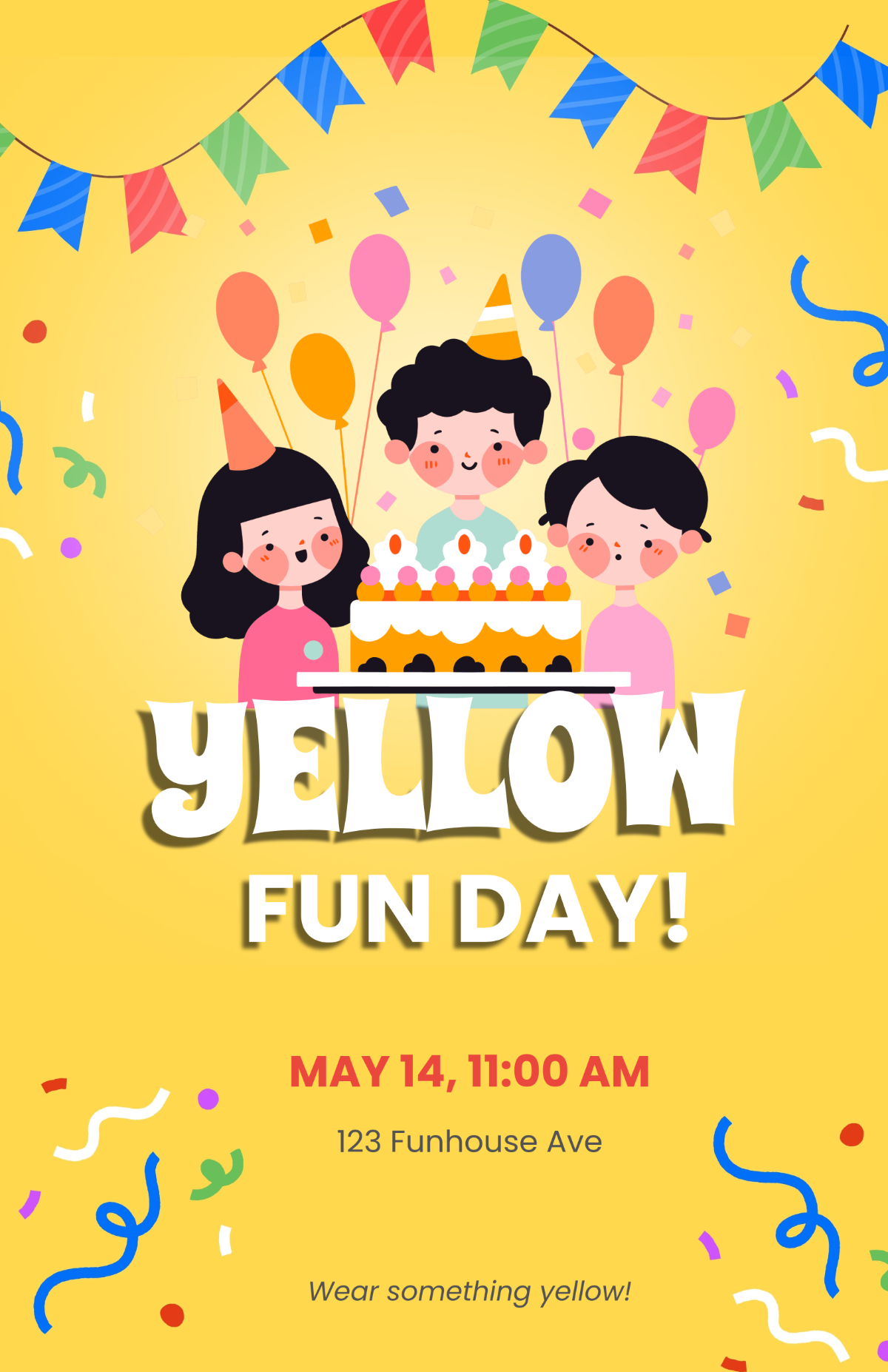 Yellow Kids Party Template