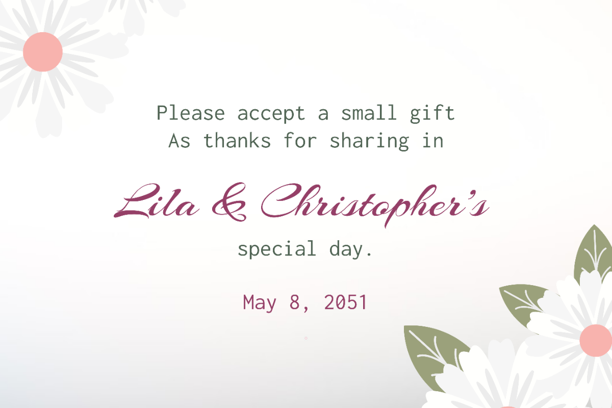 Free White Wedding Favors Sign Template