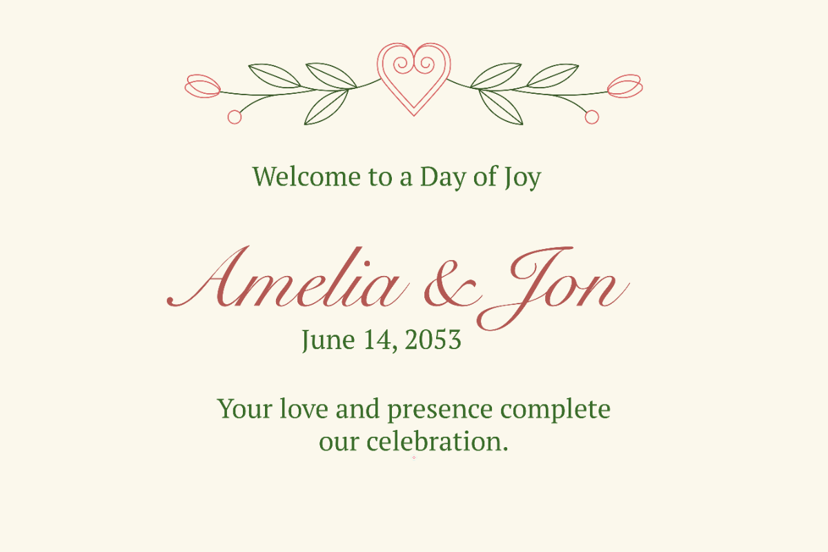 Free Minimalist Wedding Sign Template