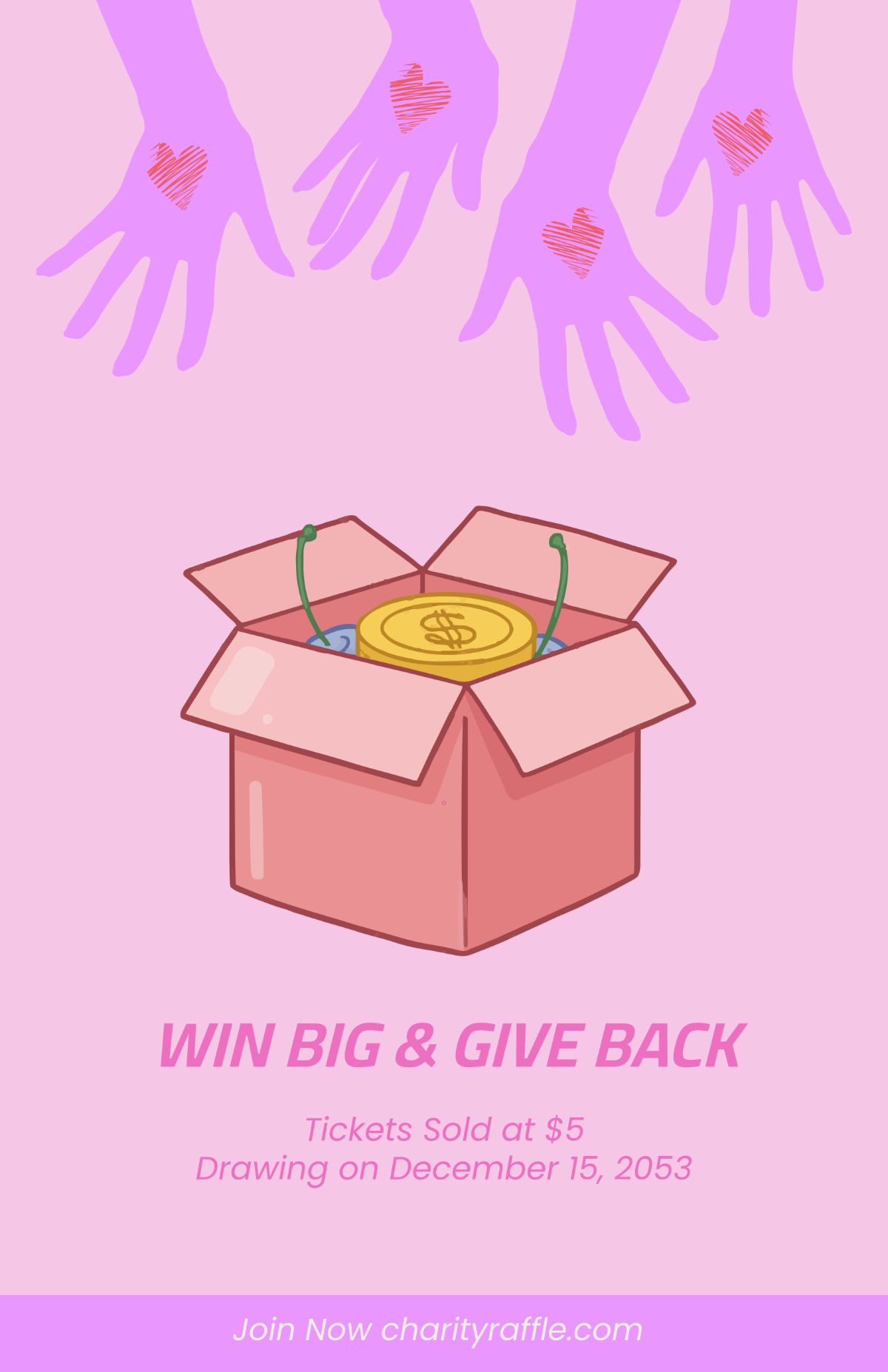 Free Pink Charity Raffle Poster Template