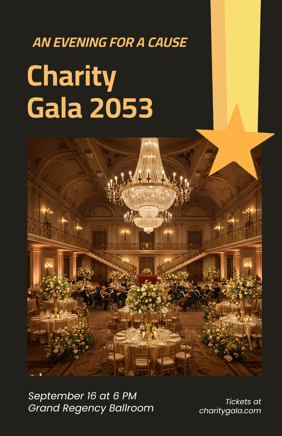 Free Gold Charity Gala Poster Template