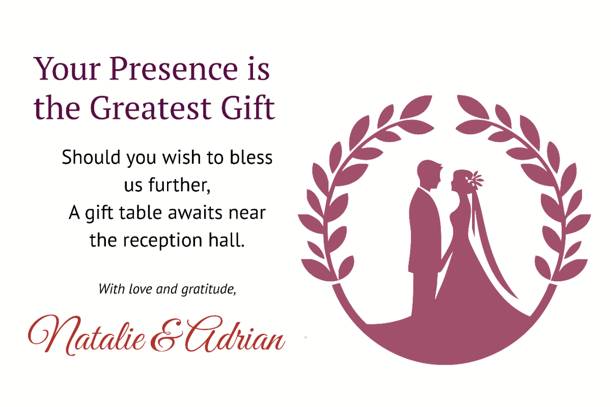 Free Professional Wedding Gift Sign Template