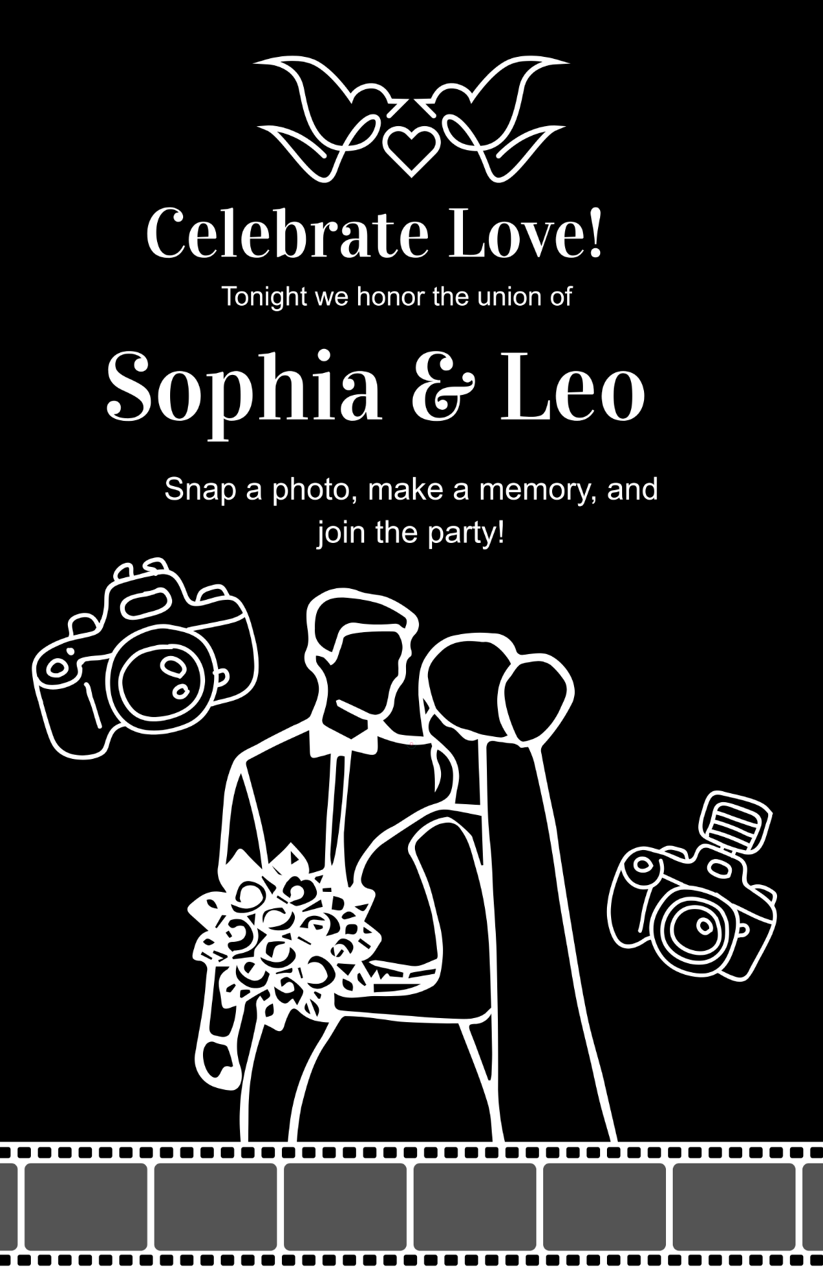 Free Black Wedding Poster Sign Template