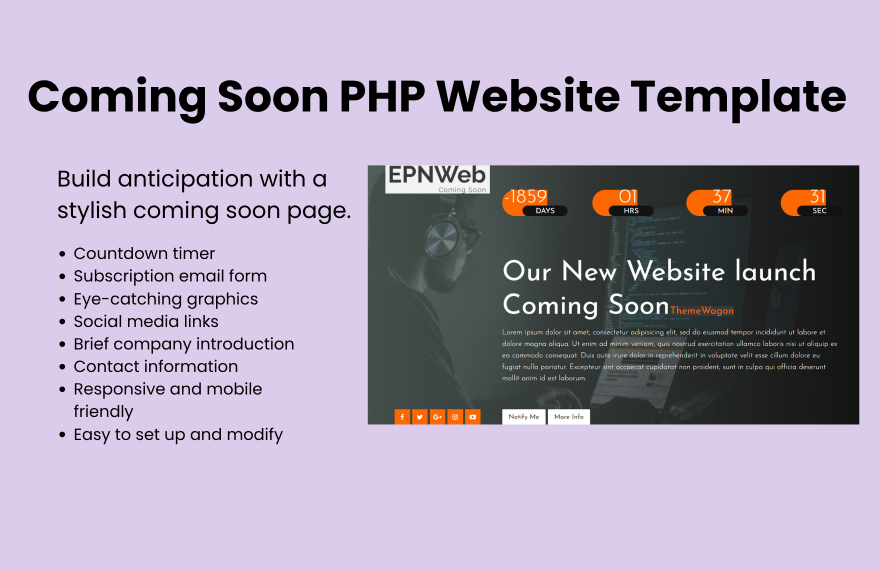 Free Coming Soon PHP Website Template