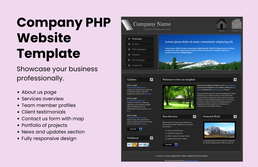 Free Company PHP Website in PHP to Download