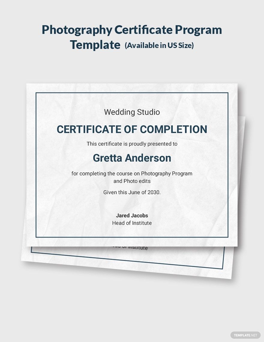 Free Photography Certificate Program Template