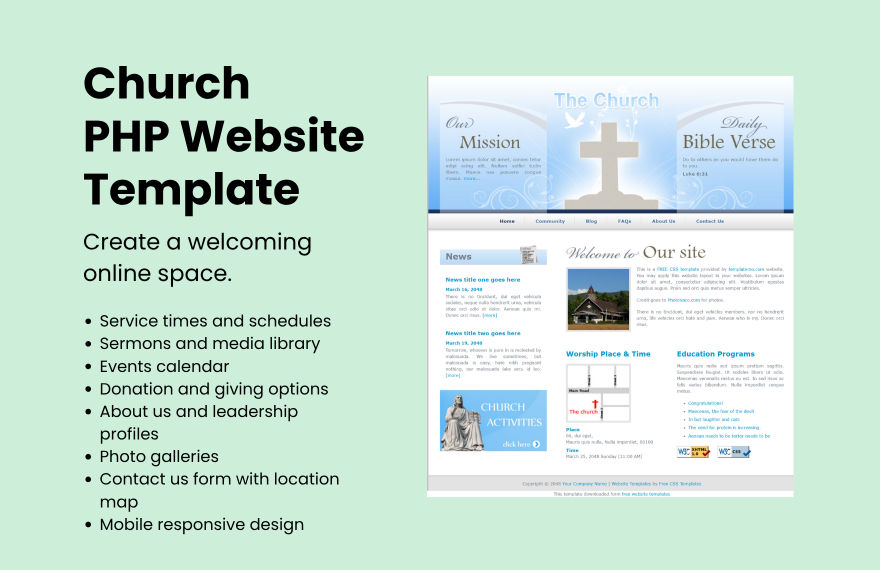 Free Church PHP Website in PHP to Download