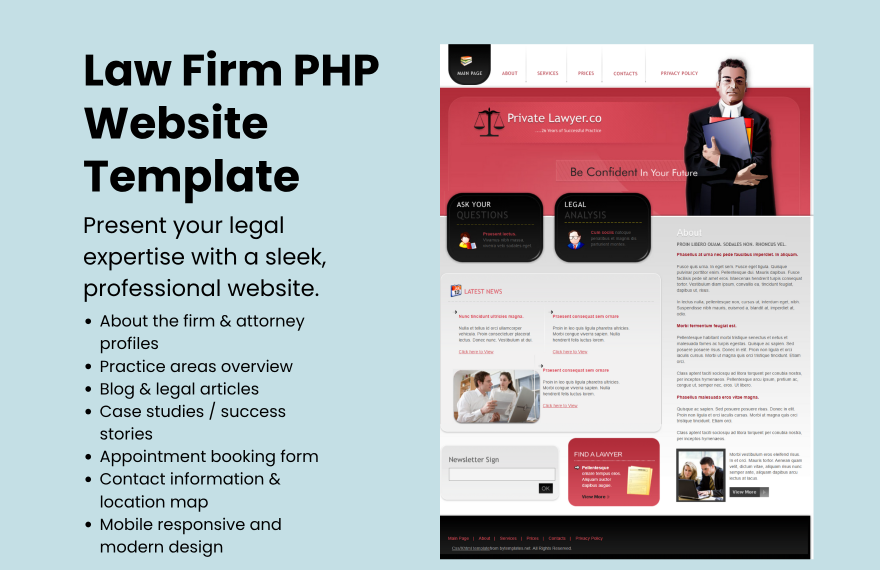 Free Law Firm PHP Website Template in PHP to Download