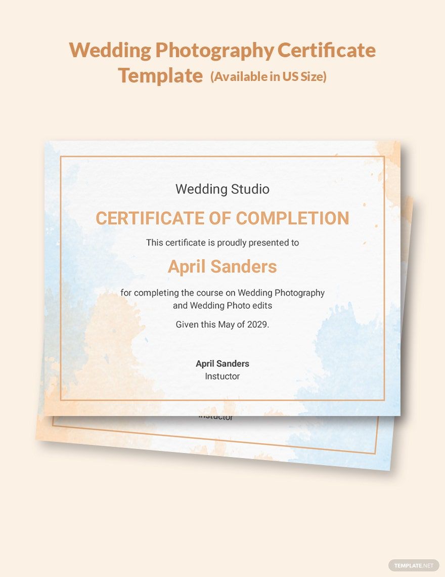 Wedding Photography Certificate Template