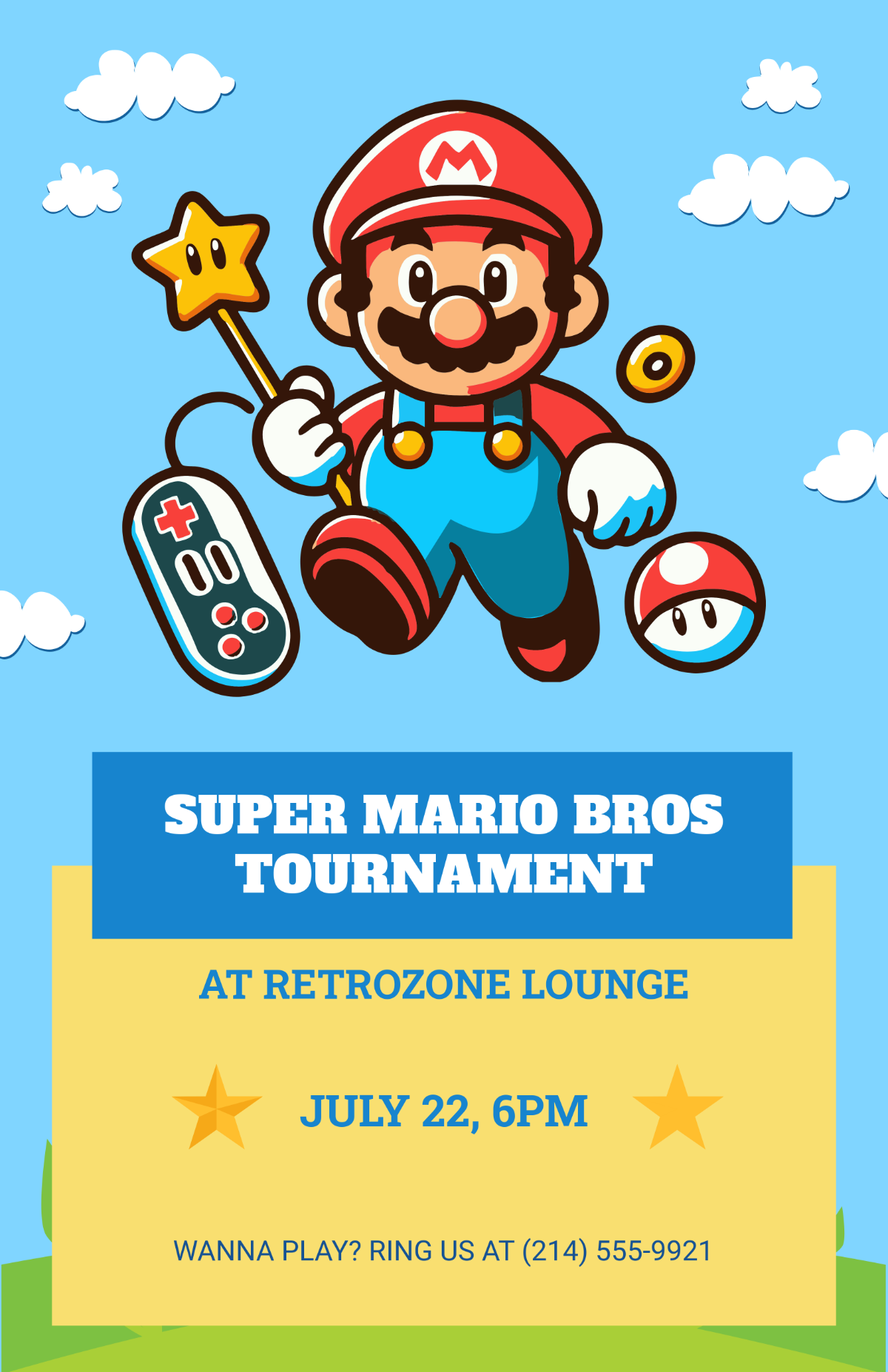 Free Mario Gaming Poster Template to Edit Online