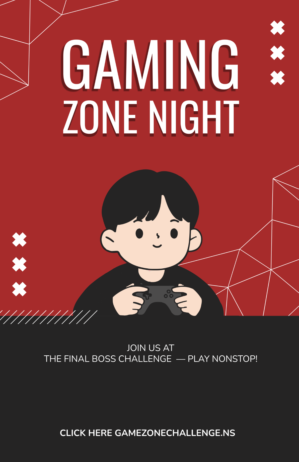 Free Red Gaming Zone Poster Template to Edit Online