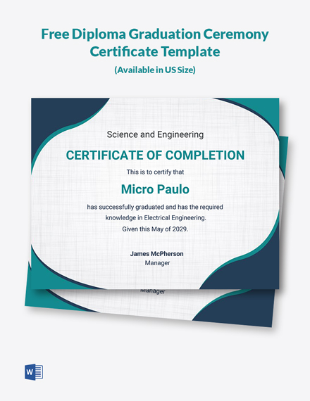 Free Diploma Graduation Ceremony Certificate Template - Word | Template.net
