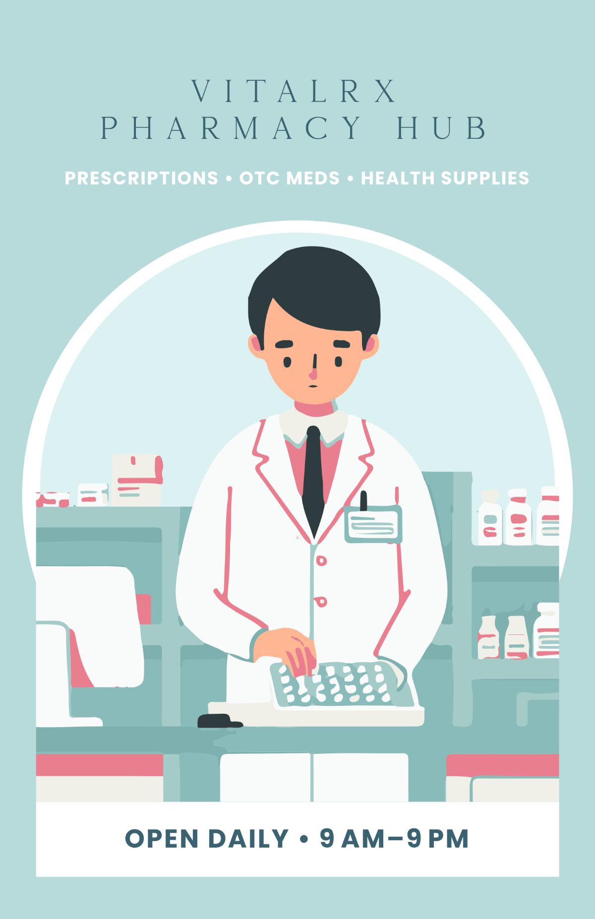 Free Modern Clinic Store Poster Template to Edit Online