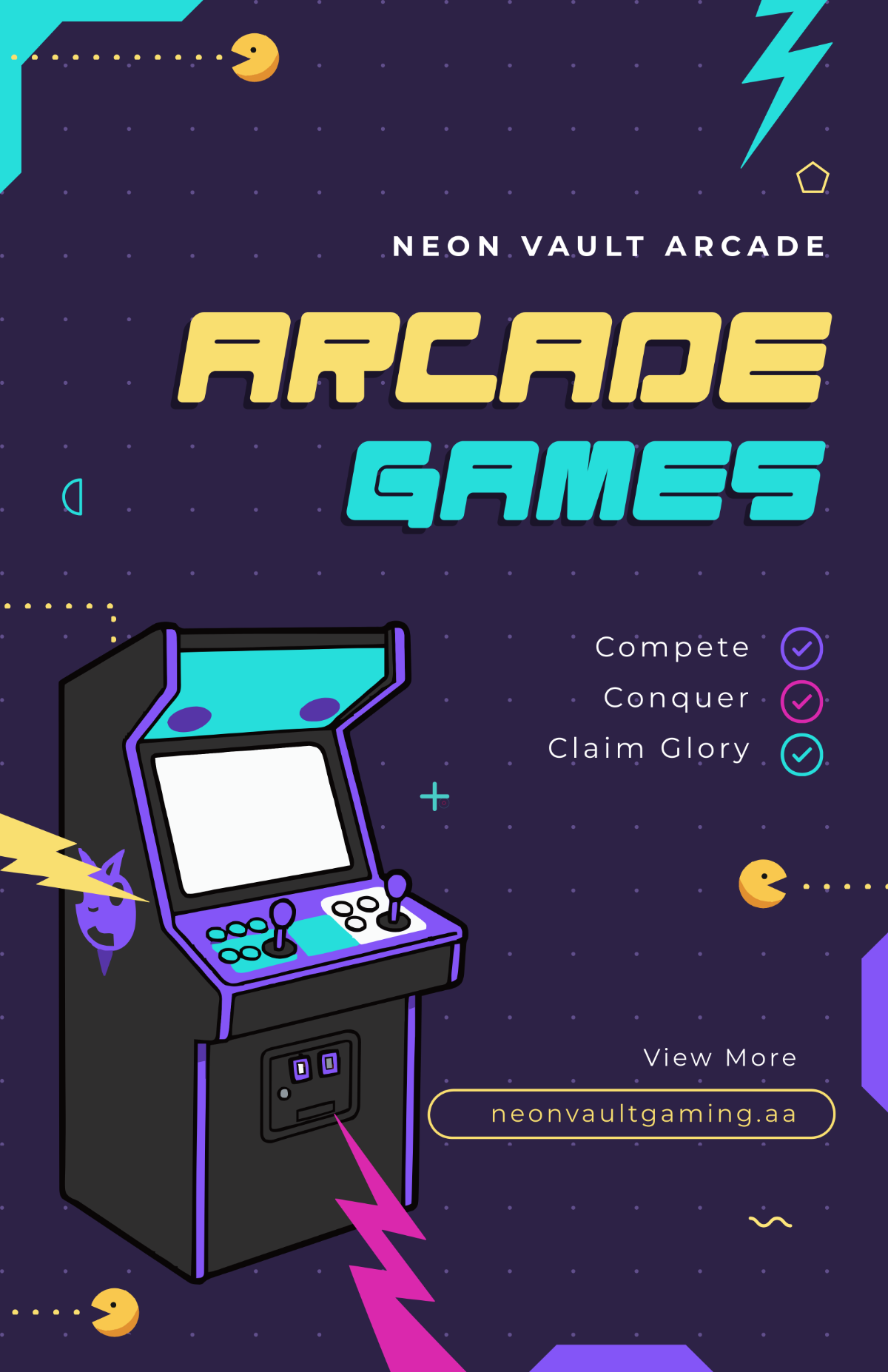 Free Modern Arcade Gaming Poster Template to Edit Online