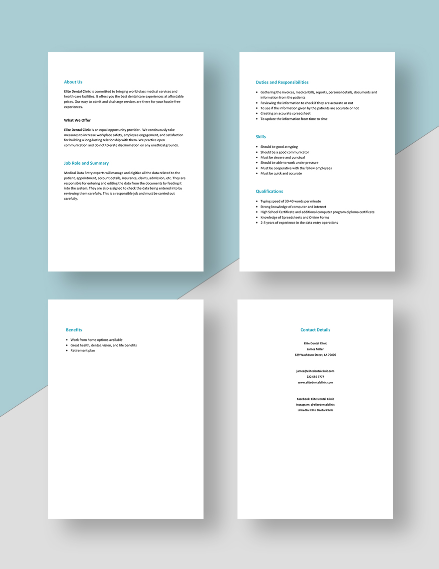 Free Free Medical Data Entry Job Description Template Google Docs Word Template