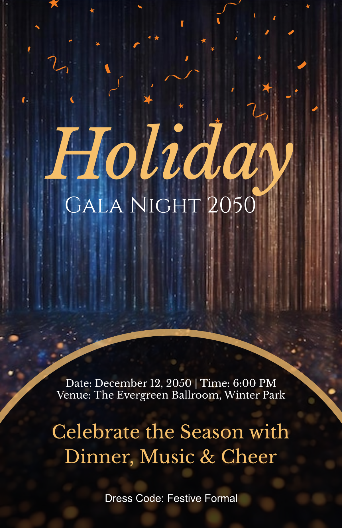 Free Holiday Gala Night Poster Template to Edit Online