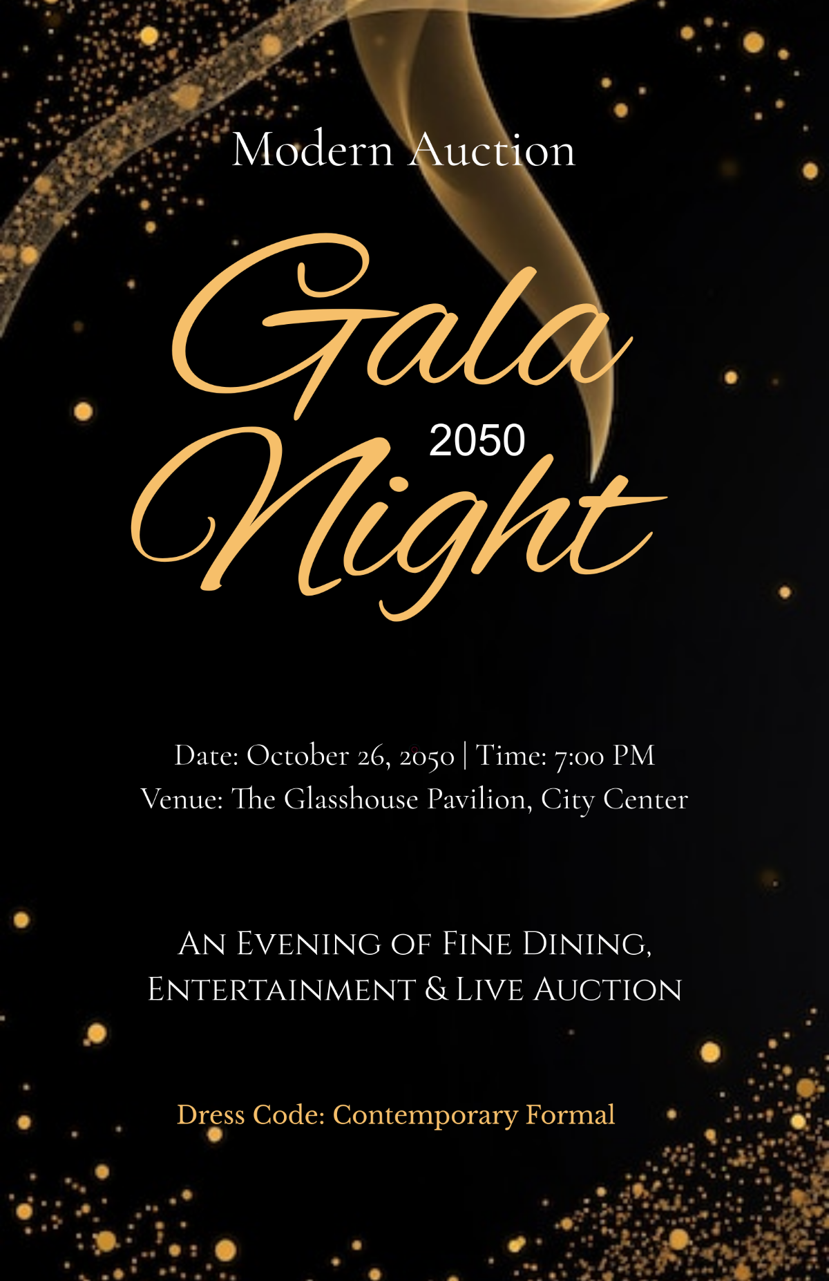 Free Modern Auction Gala Night Poster Template to Edit Online