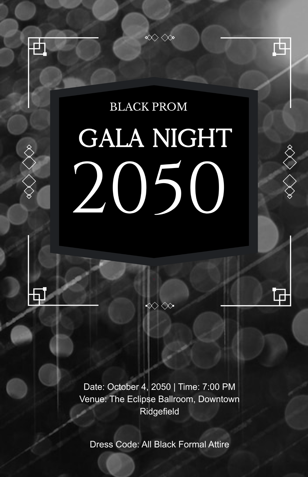 Free Black Prom Gala Night Poster Template to Edit Online