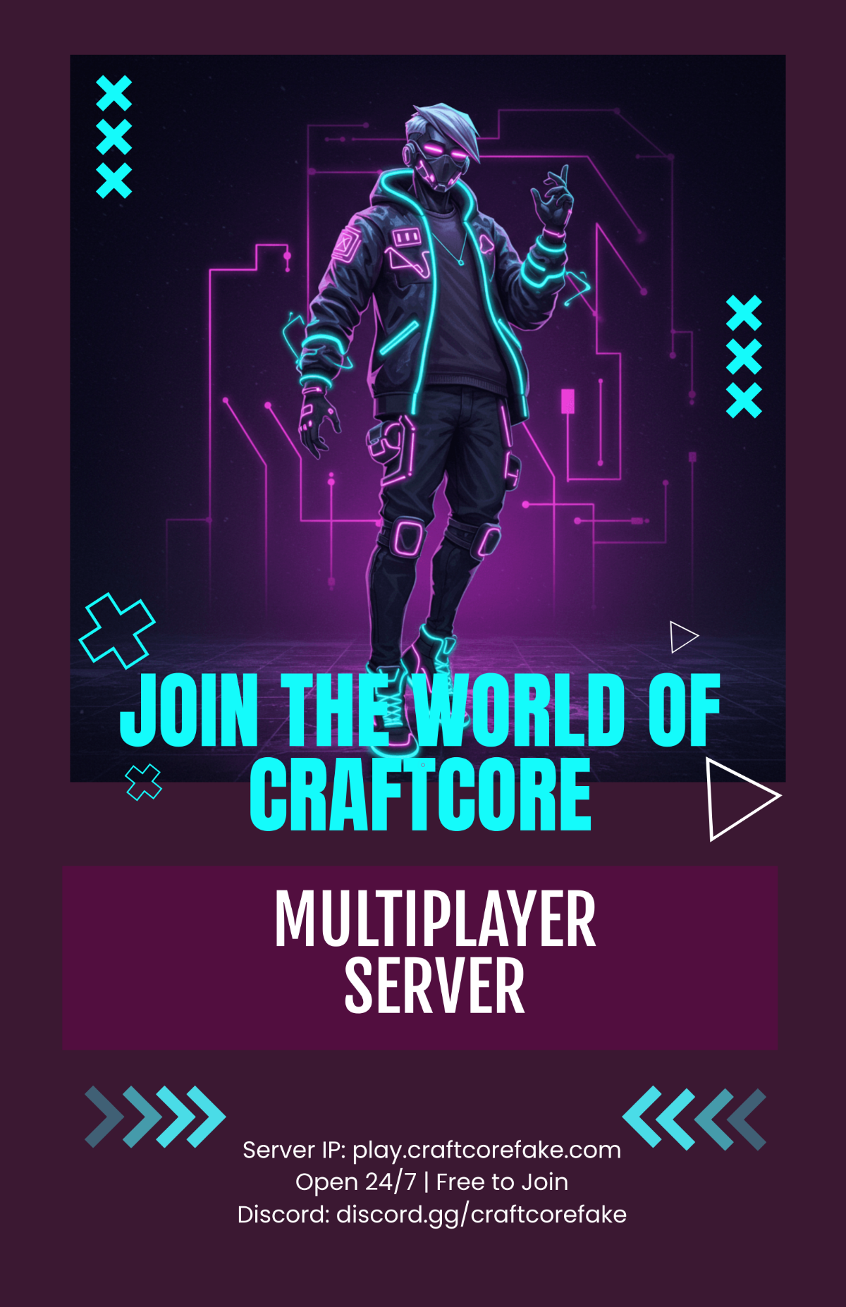 Free Creative Gaming Server Poster Template to Edit Online