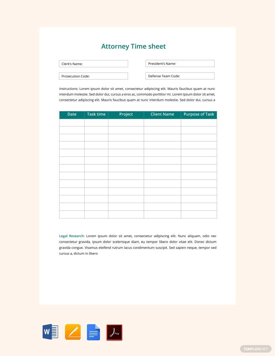 Attorney Time Sheet Template
