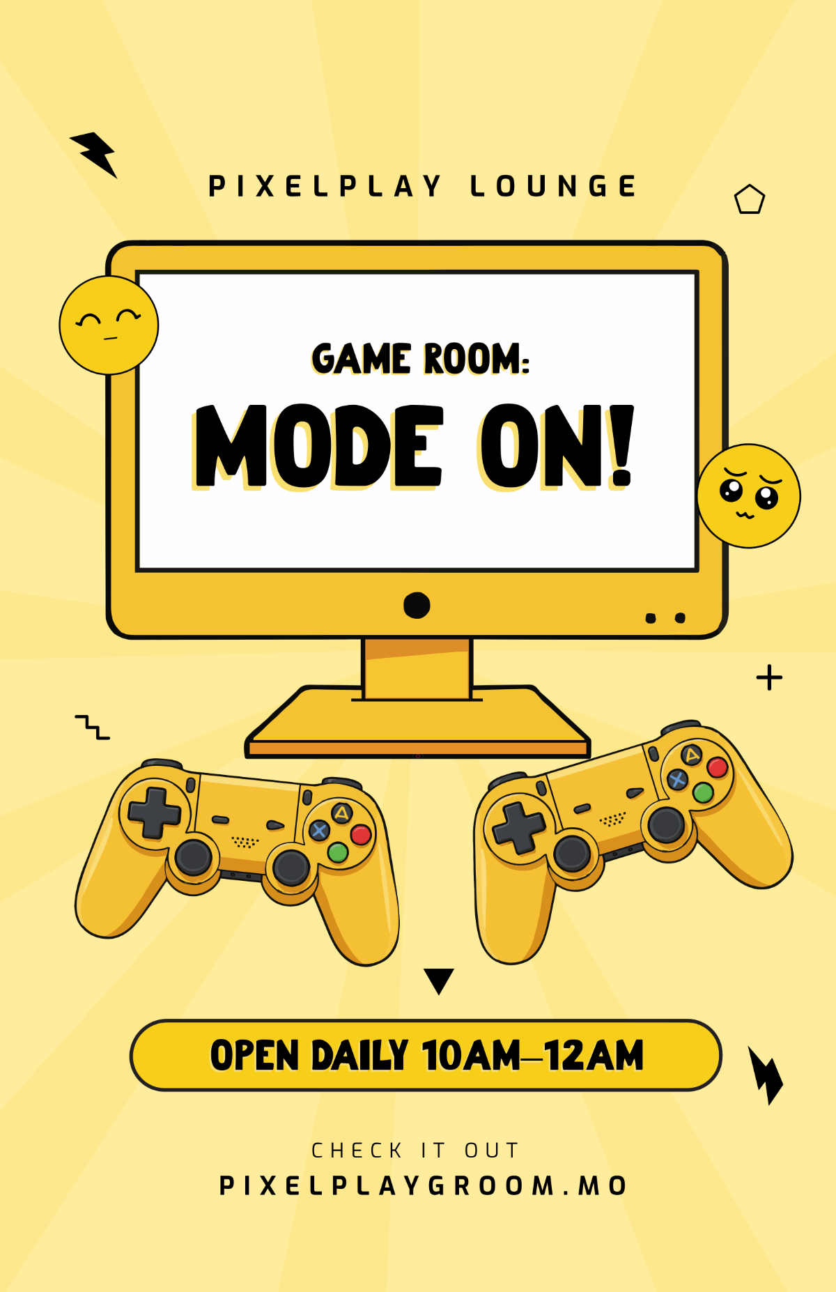 Free Yellow Gaming Room Poster Template to Edit Online