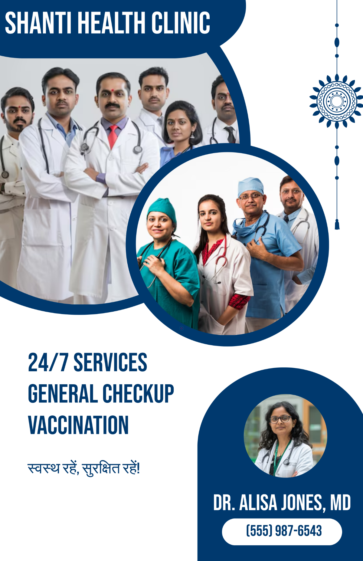 Free Clinic Poster in Hindi Template to Edit Online