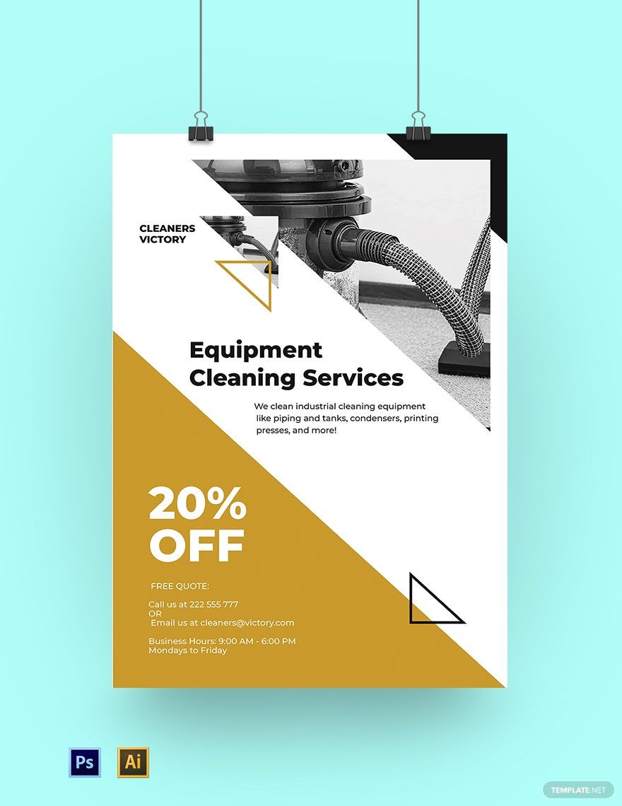 Free Equipment Cleaning Service Poster Template