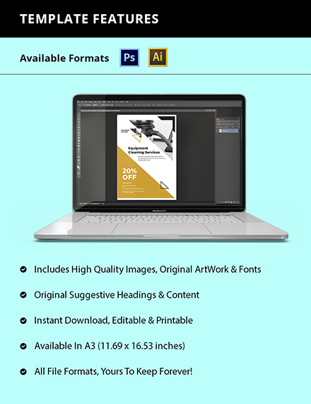 Free Equipment Cleaning Service Poster Template to Edit Online