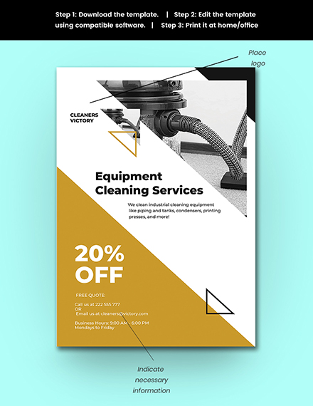 Free Equipment Cleaning Service Poster Template to Edit Online