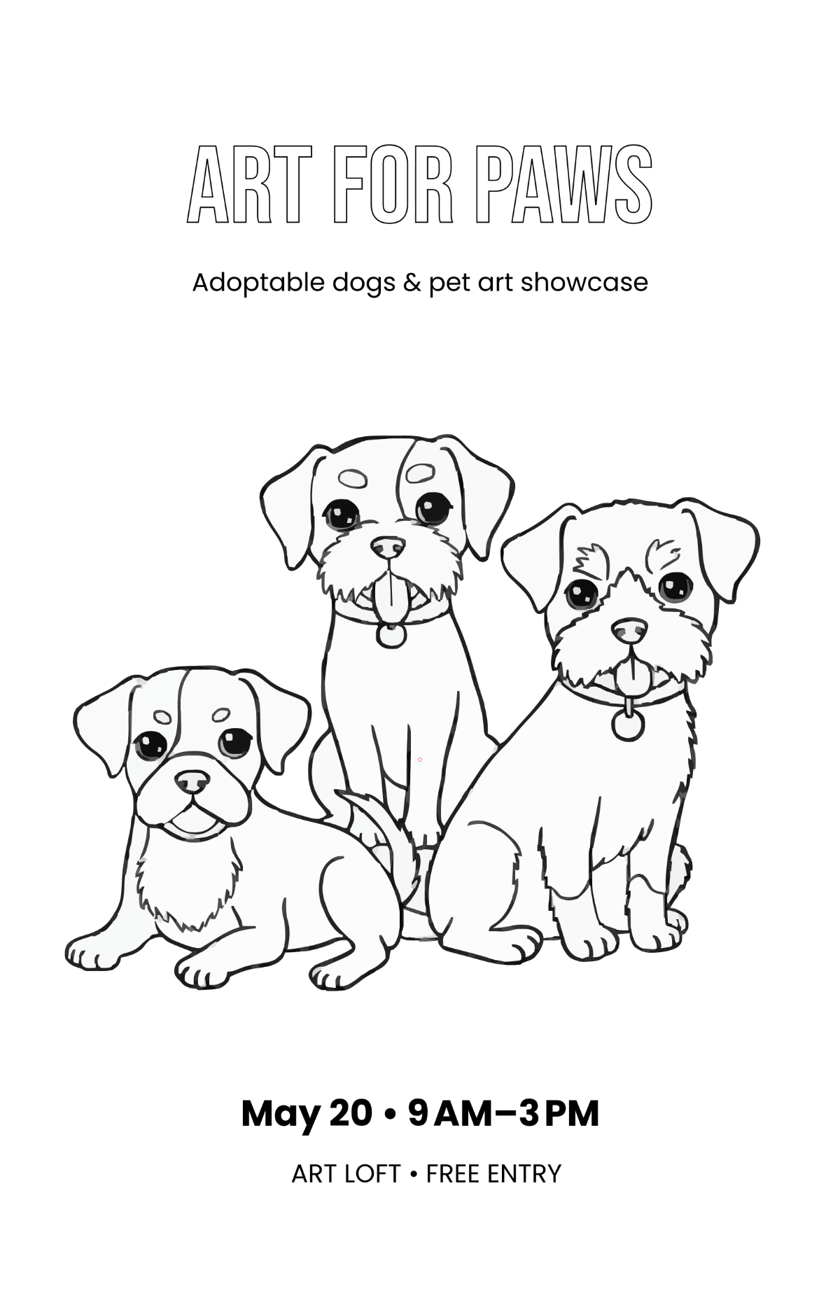 Free Drawing Dog Adoption Poster Template to Edit Online