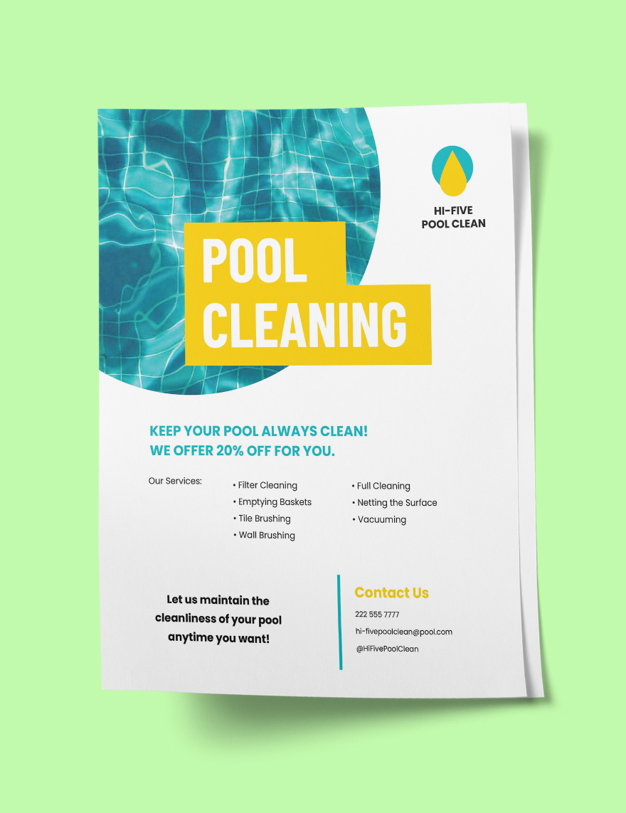 Pool Cleaning Service Flyer Printable