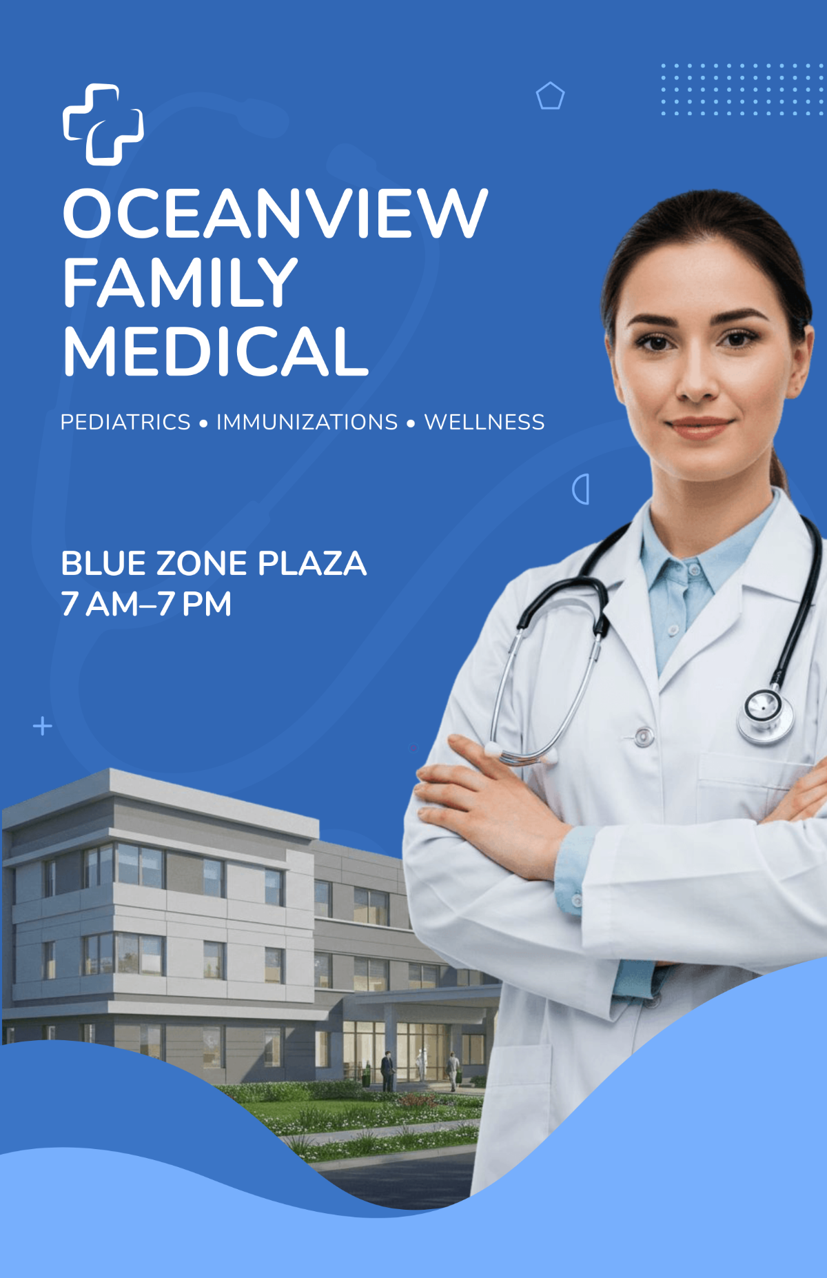 Free Blue Care Clinic Poster Template to Edit Online