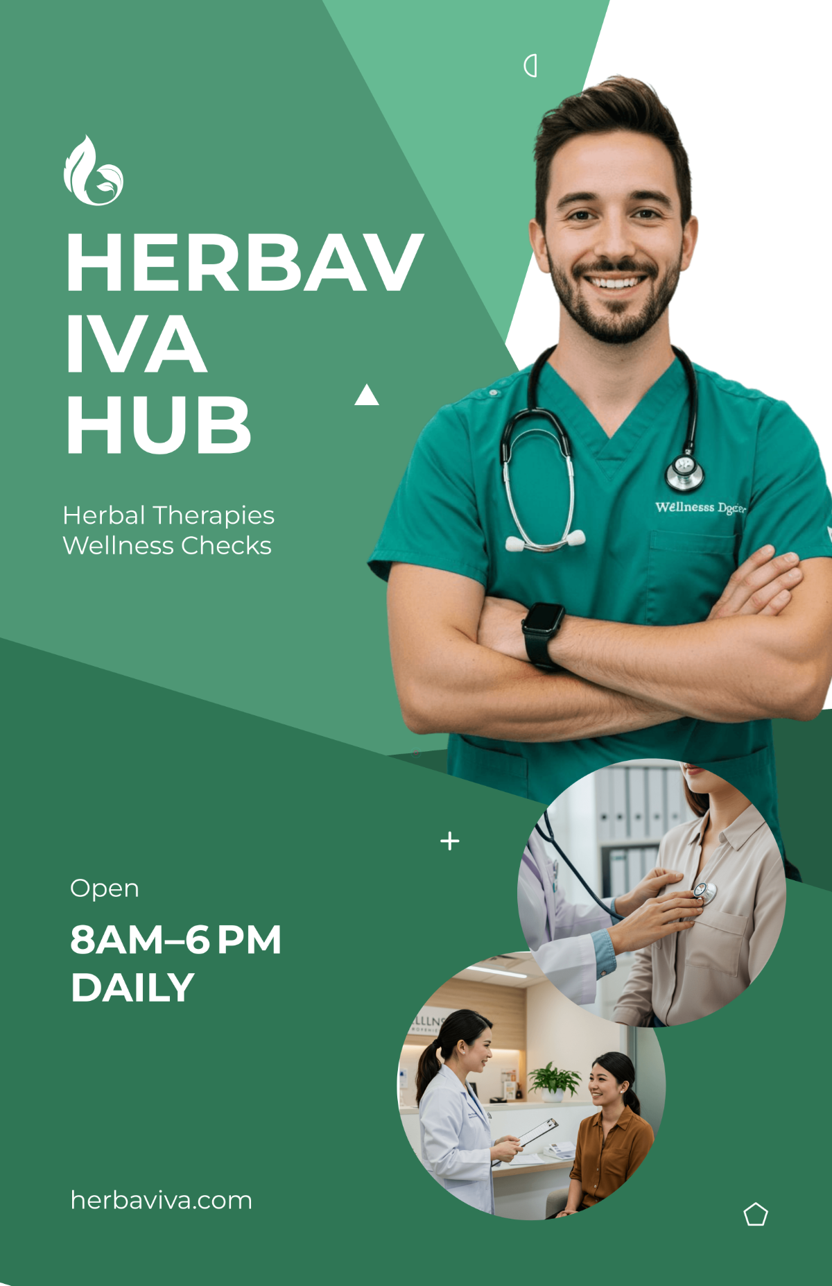 Free Green Clinic Ad Poster Template to Edit Online