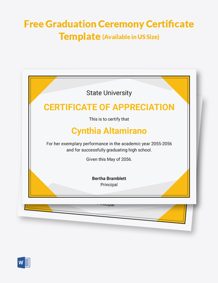 Graduation Ceremony Certificate Template - Word | Template.net