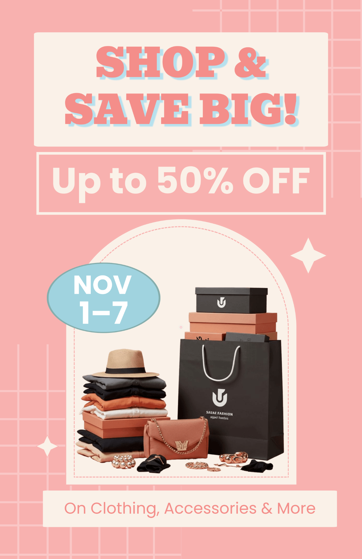 Free Aesthetic Shopping Discount Poster Template to Edit Online