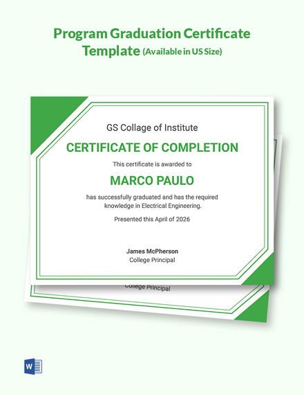 Free Certificate of Training Ceremony College Graduate Template - Word