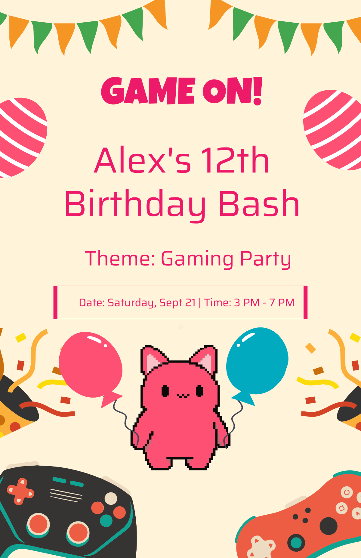 Free Gaming Birthday Poster Template to Edit Online