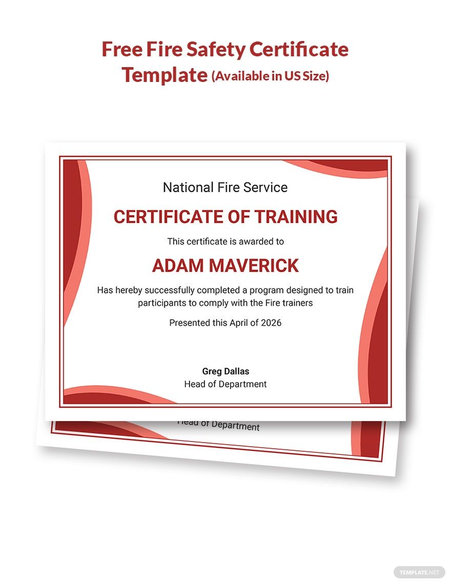 Editable Fire Safety Certificate Template