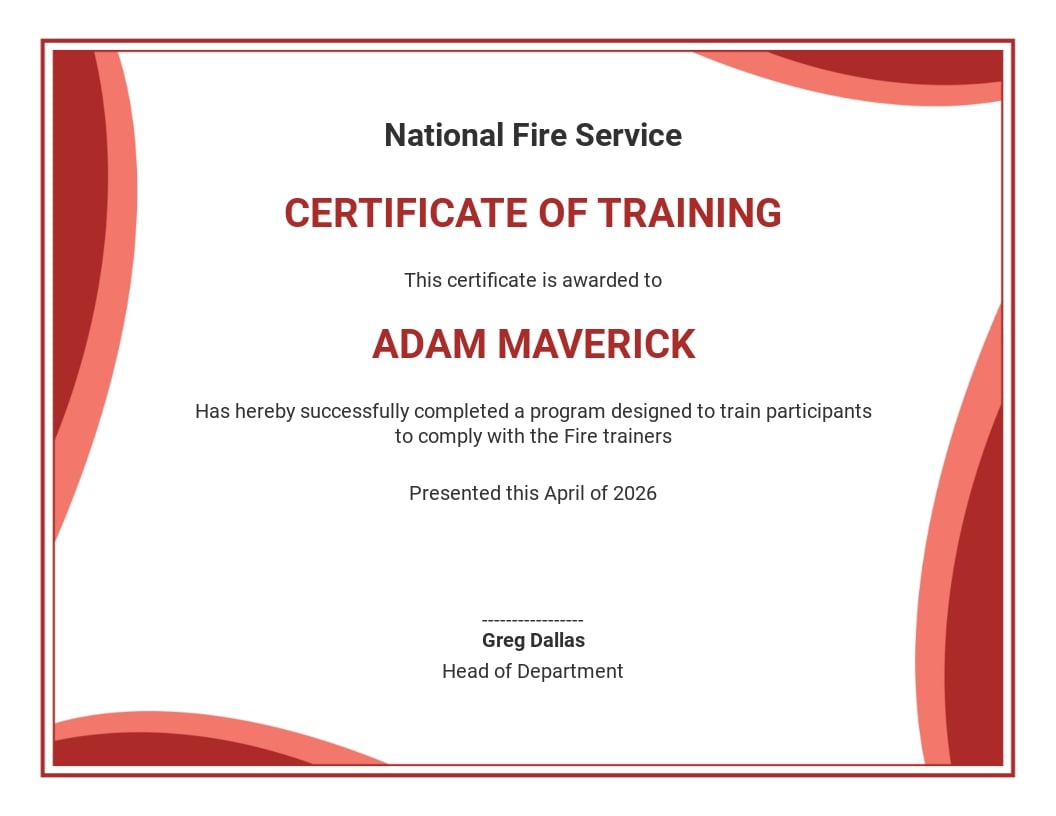 Free Fire Safety Certificate Template.jpe