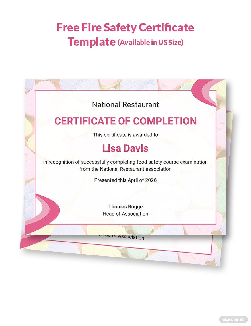 Food Safety Certificate Template