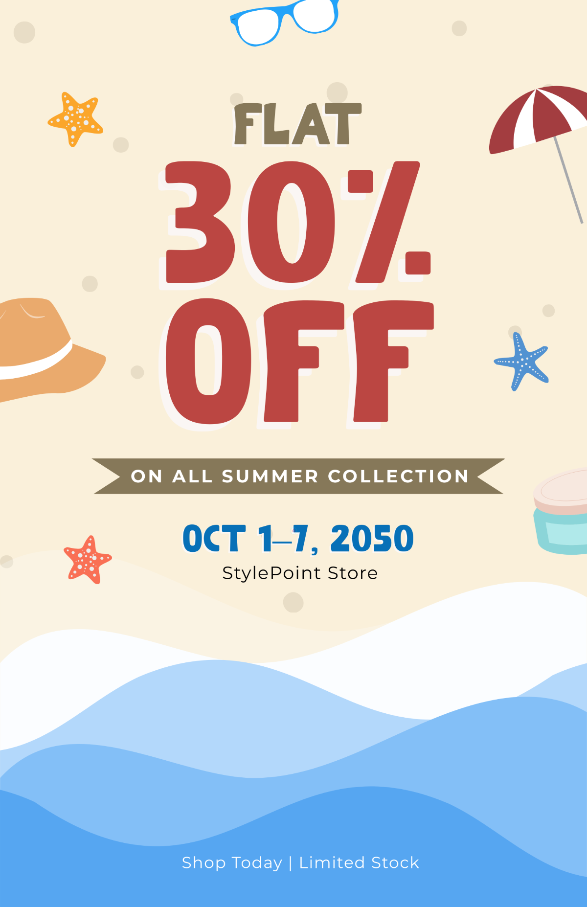 Free Flat Discount Poster Design Template to Edit Online