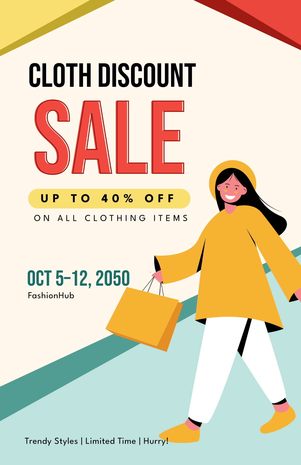 Free Colorful Cloth Discount Poster Template
