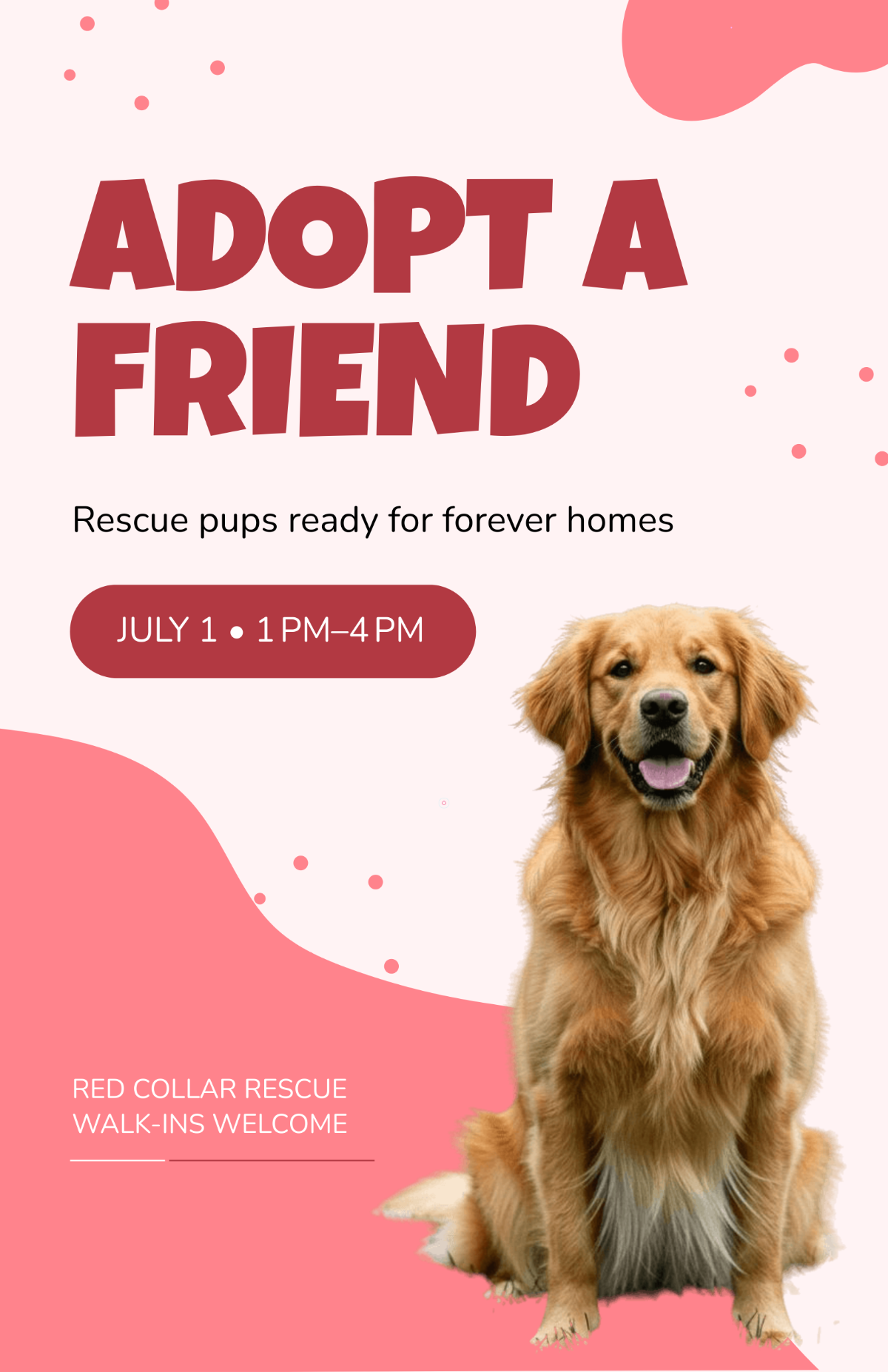 Free Red Adopt-a-Dog Adoption Poster Template to Edit Online