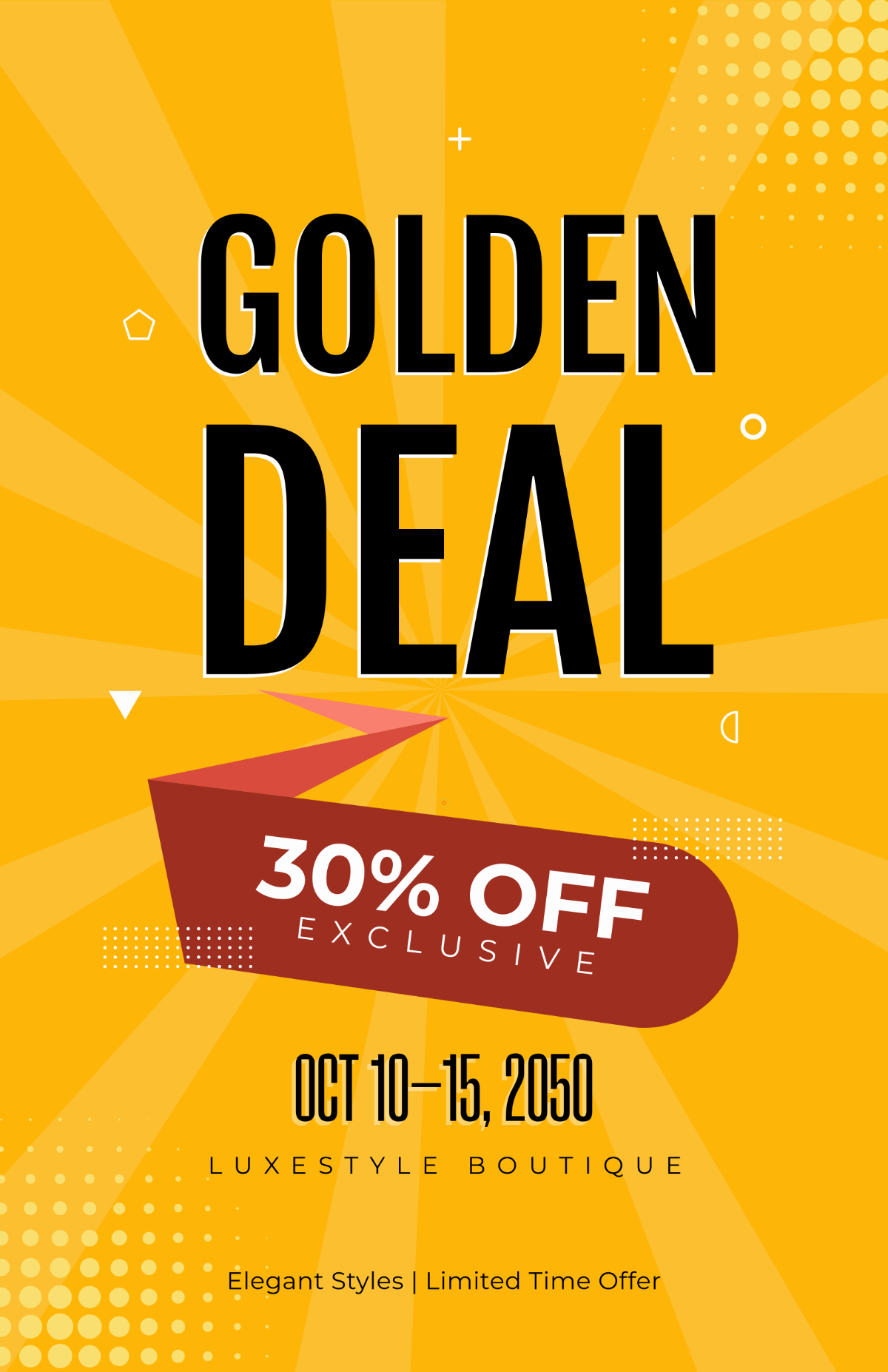 Free Golden Discount Line Poster Template to Edit Online