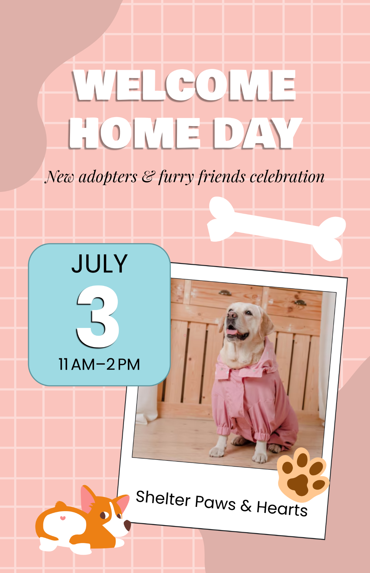 Free Dog Adoption Welcome Poster Template to Edit Online