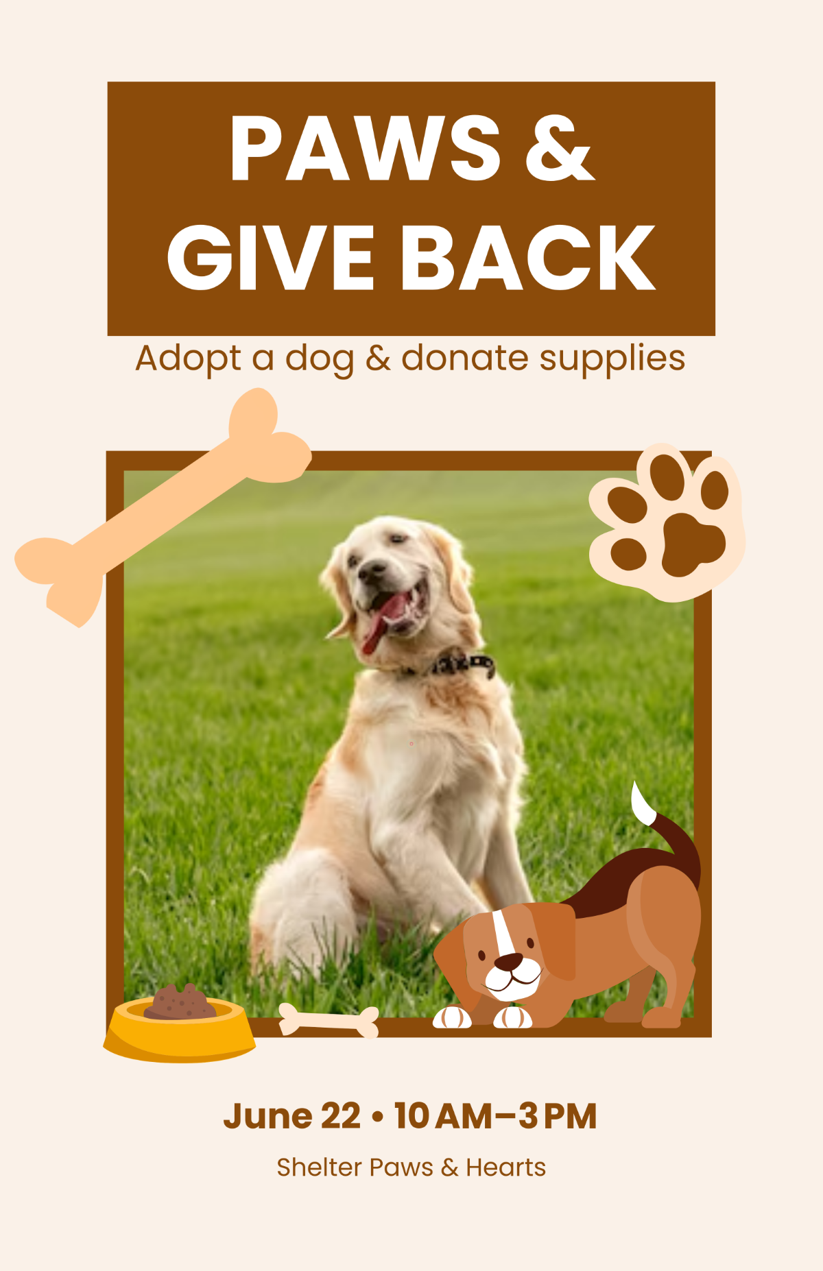 Free Dog Adoption and Donation Poster Template to Edit Online
